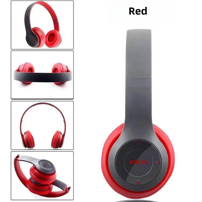 New P47 Bluetooth 5.0 Wireless Headphone Foldable HIFI Stereo Bass Earphone Kid Helmet Gift With Mic USB Adaptor For iPhone Game