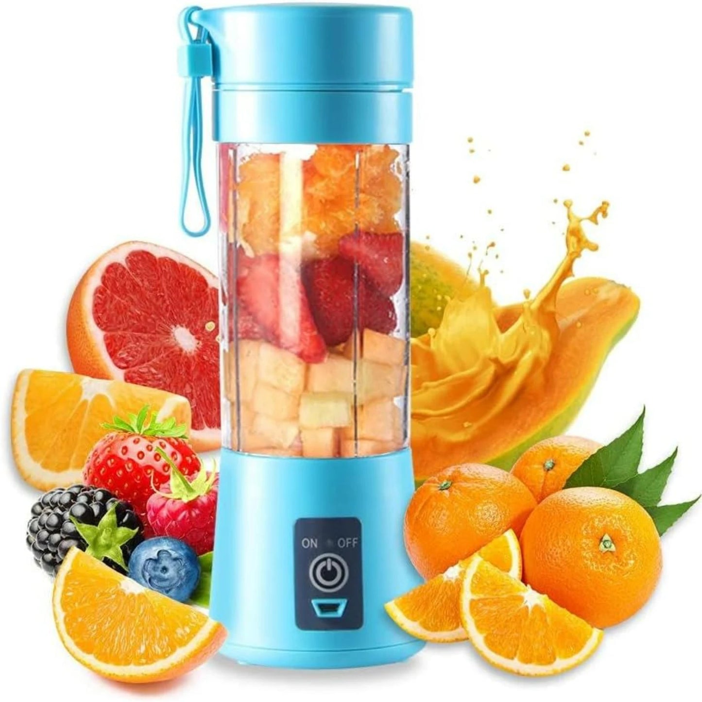 Green Portable USB Rechargeable Personal Blender for Fruit Juice, Shakes and Smoothies with 6 Blades Juicer Cup, 380ML Capacity,