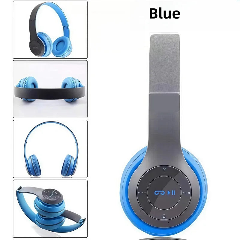 New P47 Bluetooth 5.0 Wireless Headphone Foldable HIFI Stereo Bass Earphone Kid Helmet Gift With Mic USB Adaptor For iPhone Game