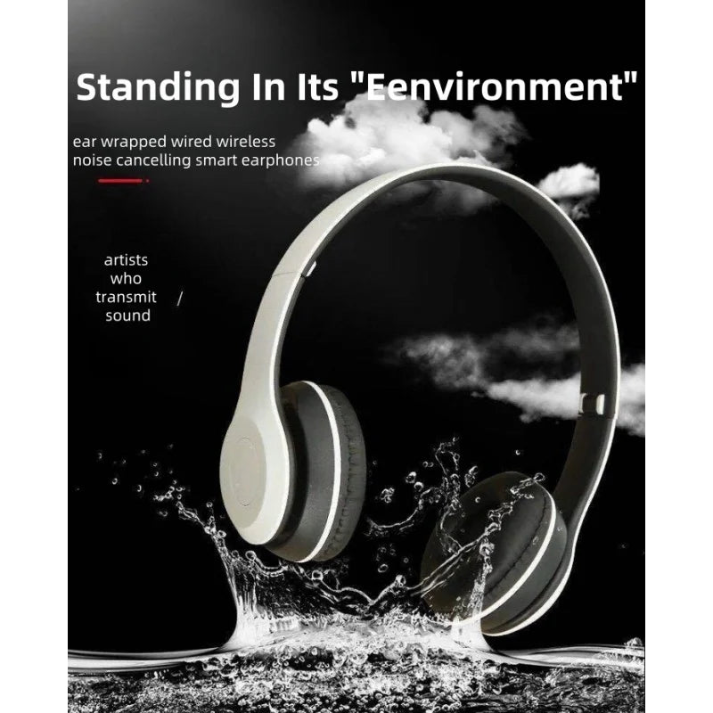 New P47 Bluetooth 5.0 Wireless Headphone Foldable HIFI Stereo Bass Earphone Kid Helmet Gift With Mic USB Adaptor For iPhone Game