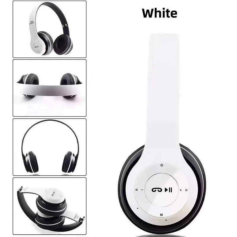 New P47 Bluetooth 5.0 Wireless Headphone Foldable HIFI Stereo Bass Earphone Kid Helmet Gift With Mic USB Adaptor For iPhone Game